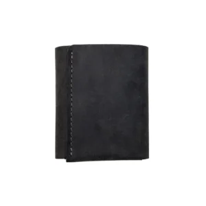 کیف‌پول سه‌لت مینیمال دکمه‌ای چرم طبیعی مدل مونولیت / دودی