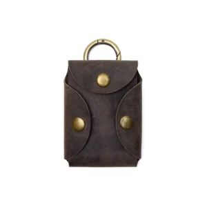 جاکارتی چرمی دکمه‌ای حلقه‌دار مدل چارلی / قهوه‌ای دودی