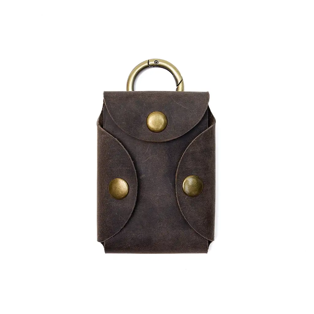 جاکارتی چرمی دکمه‌ای حلقه‌دار مدل چارلی / قهوه‌ای دودی